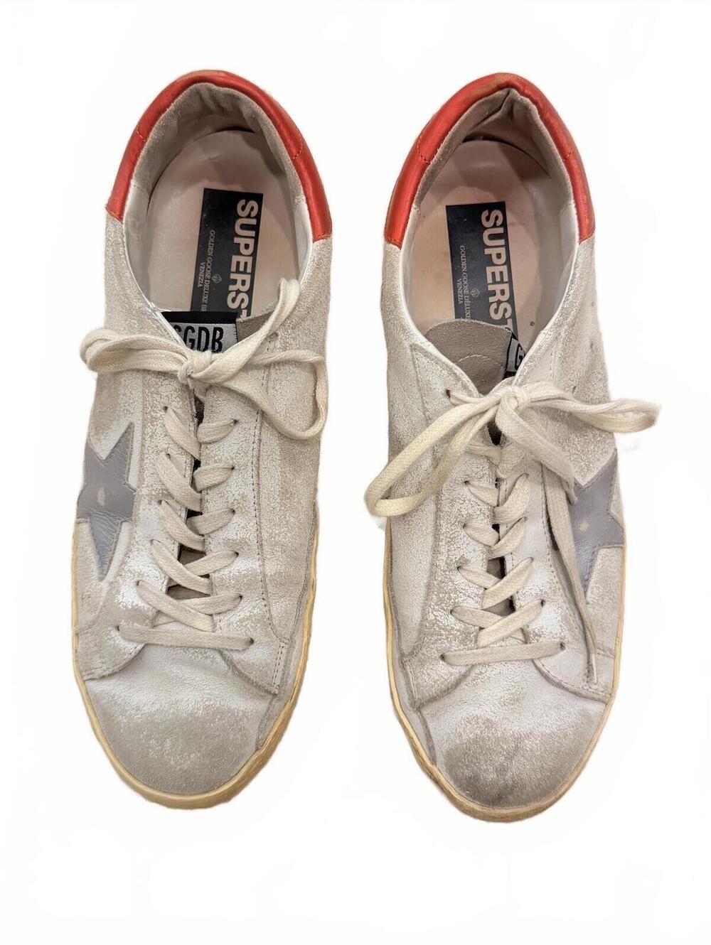 Golden Goose Super-Star Men's Sneakers White Suede Low Top Size US 10 / EU 43